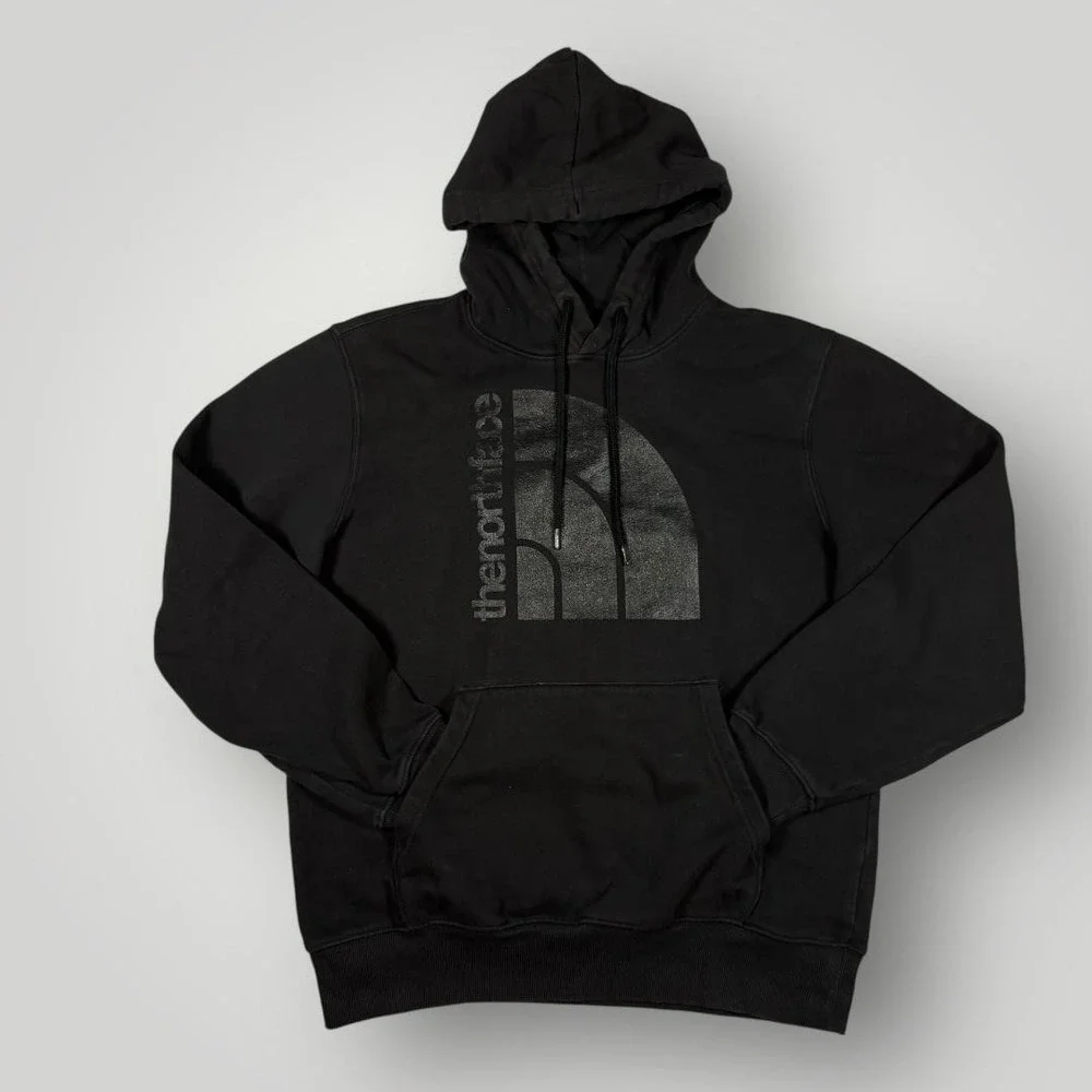 The North Face Hoodie Mens Small Black Logo Graphic Pullover Fleece Sweatshirt‎